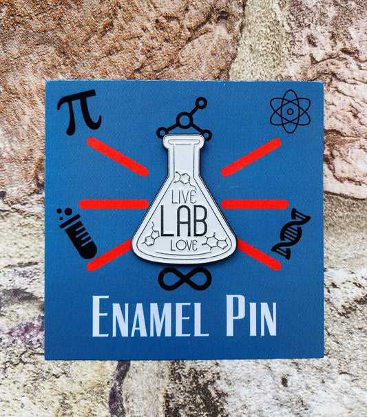 Love Love Lab Science Enamel Pin - Science badge -scientist present- chemist gift, physicist gift- Chemistry Student Badge & stickers!