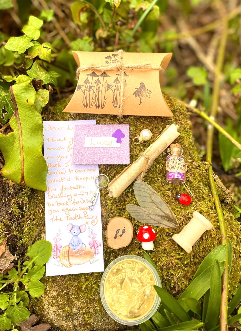 Cute Pillow Box Tooth Fairy Letter HANDWRITTEN Personalised Tooth Fairy Kit (Fairy Dust), Tooth Fairy Note, Custom Tooth Fairy Set