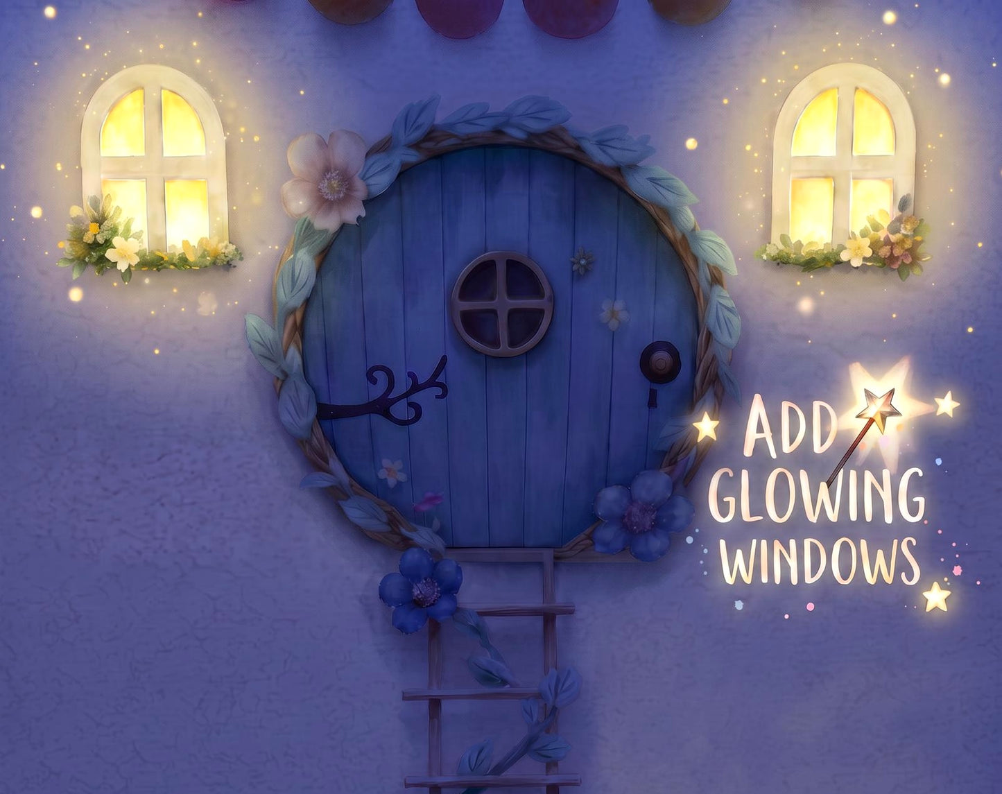 FAIRY DOOR with Ladder, Fairy Bench and Postbox for Fairy Bedroom