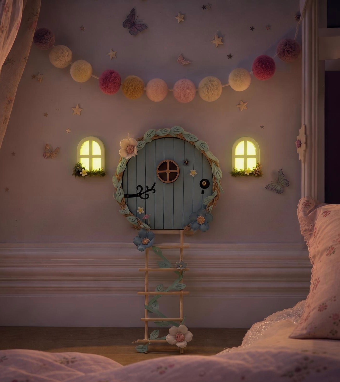 FAIRY DOOR with Ladder, Fairy Bench and Postbox for Fairy Bedroom