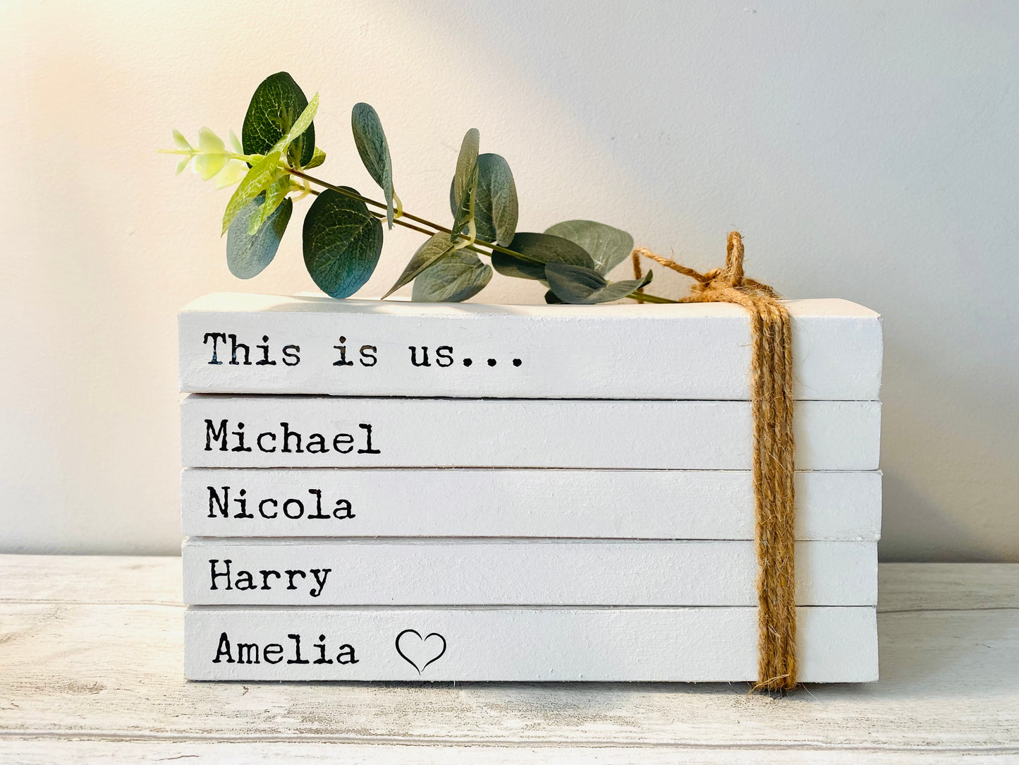 Personalised Family Names Book Stack Gift! Beautiful, neutral home decor book stack ornament- lovely Christmas gift or house warming present