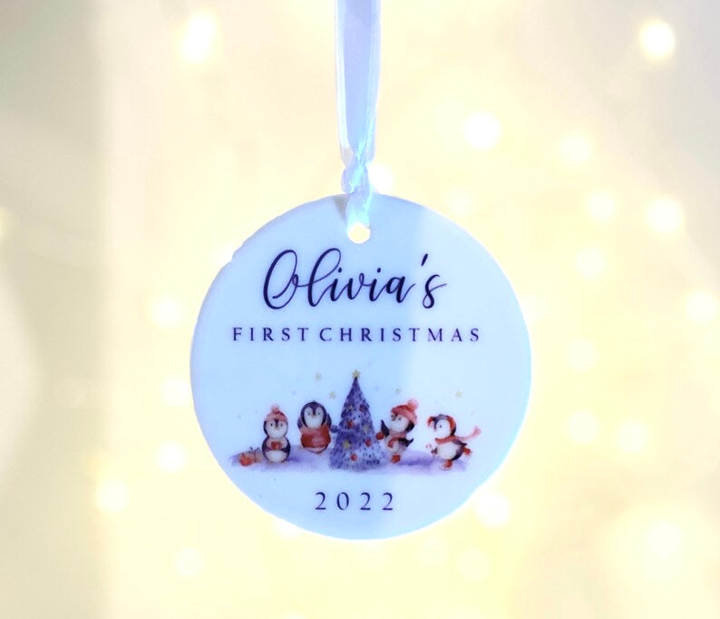 Personalised Christmas Bauble- Baby’s First Christmas! Our First Xmas as a Family- Custom Gift