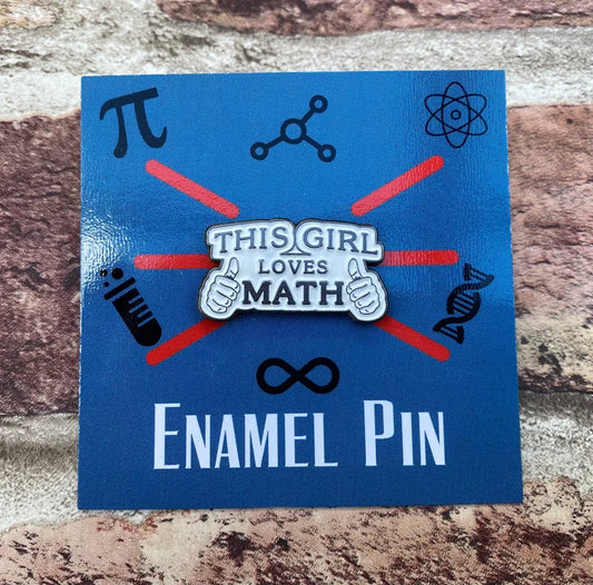 Girl’s Maths Pin Enamel Pin for maths student teacher badge gift, end of term present, starting university, back to school gift math student