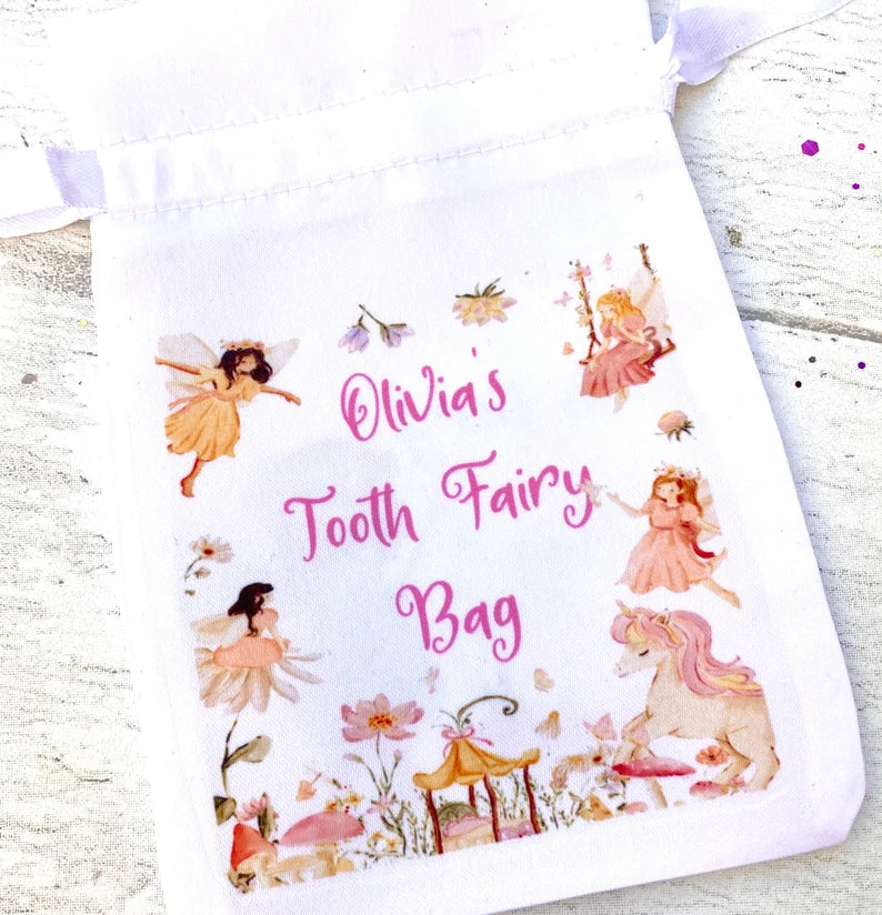 Tooth Fairy Bag PERSONALISED- Loose Tooth Fairy Bag for children to leave teeth in OR for Tooth Fairy gifts to be left in