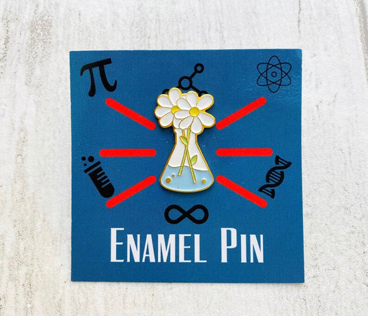 Girl Science pin- Science Flask Enamel Pin / University Badge & waterproof stickers for laptops! Scientist- chemist- physicist gift box