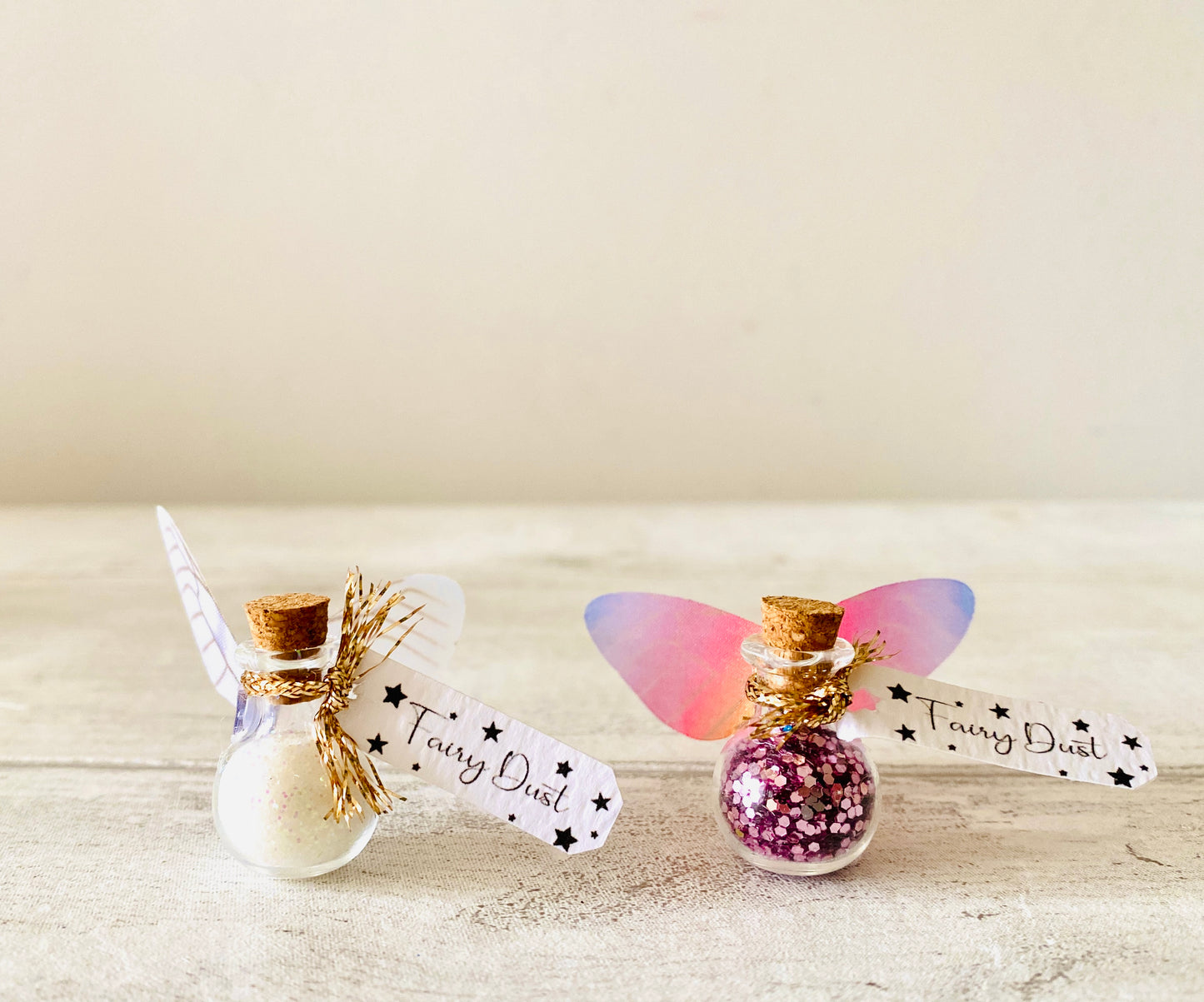 Fairy Dust Bottles with Fairy Wings perfect gift from the Tooth Fairy or Fairy Party Bag Fillers / Wedding Favours -mini Fairy Dust Bottles