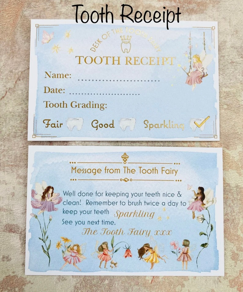 5 Tooth Fairy Receipts- Tooth Collection Receipts (Woodland Fairy Style)
