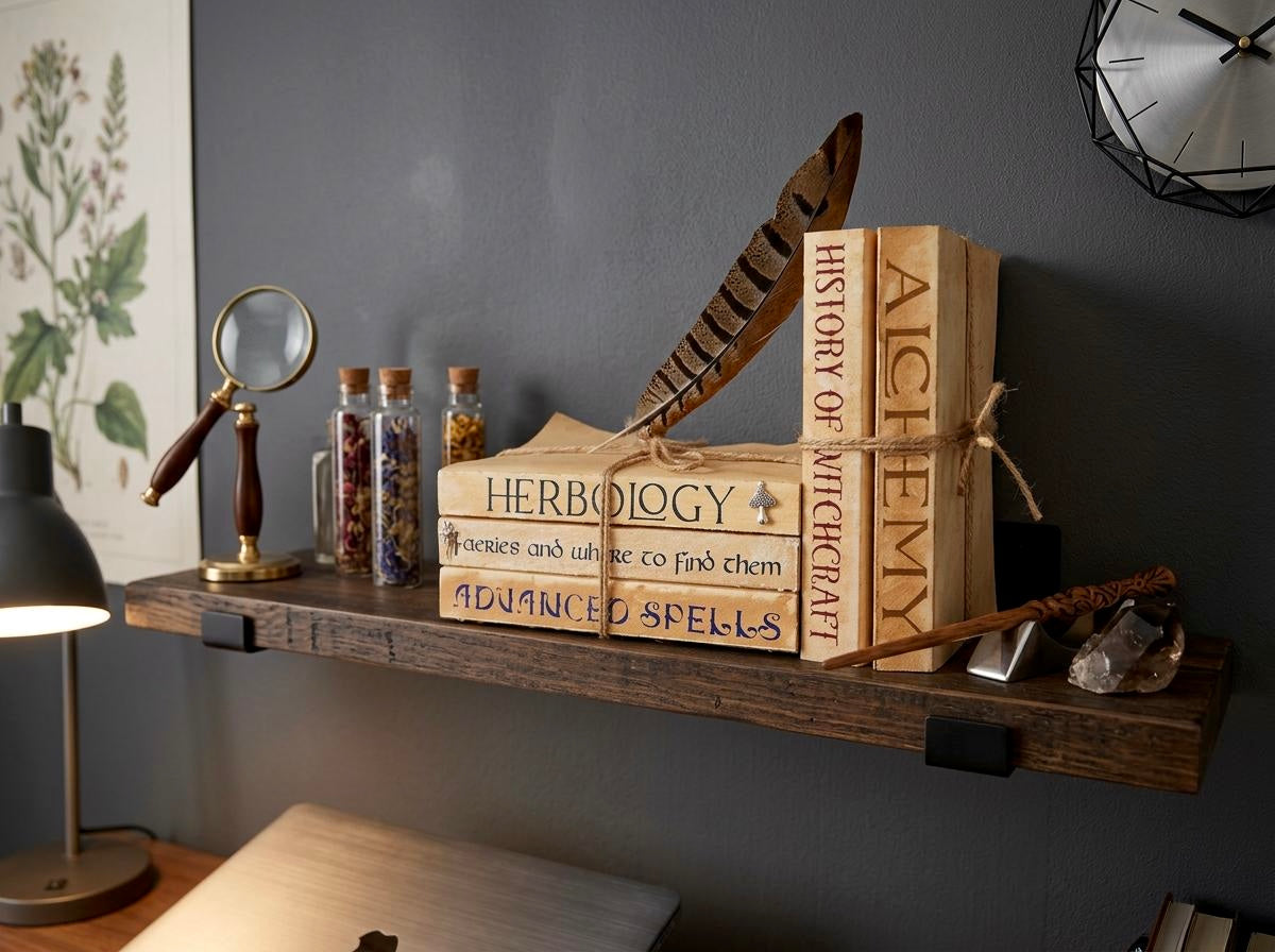 Old Spell Books & Wizard School Textbooks | Wizard bedroom decor | Fantasy Wedding Props