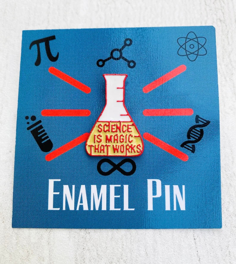 PERSONALISED Science like Magic Science Enamel Pin / University Badge & waterproof stickers for laptops! Scientist- chemist- physicist gift