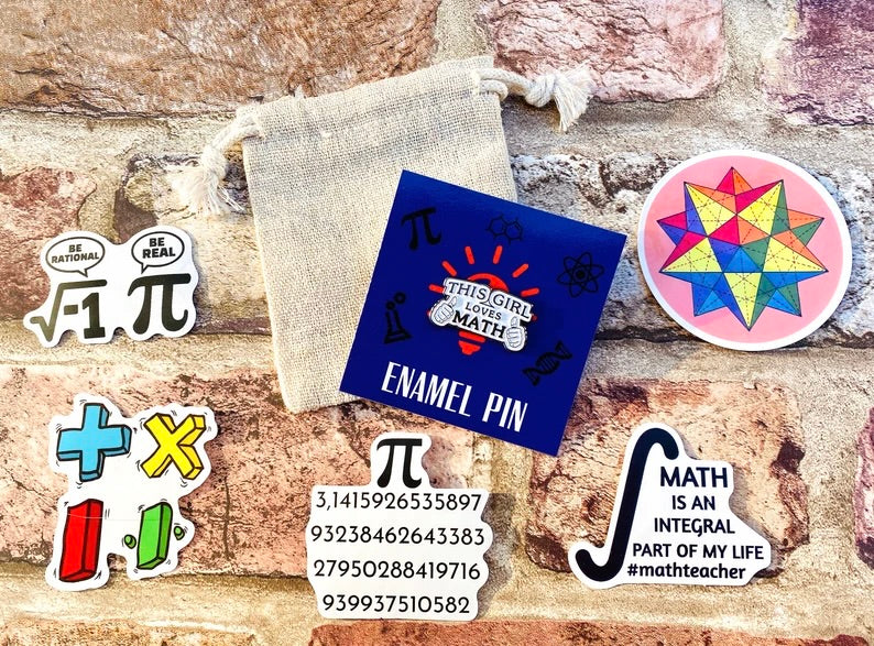 Girl’s Maths Pin Enamel Pin for maths student teacher badge gift, end of term present, starting university, back to school gift math student