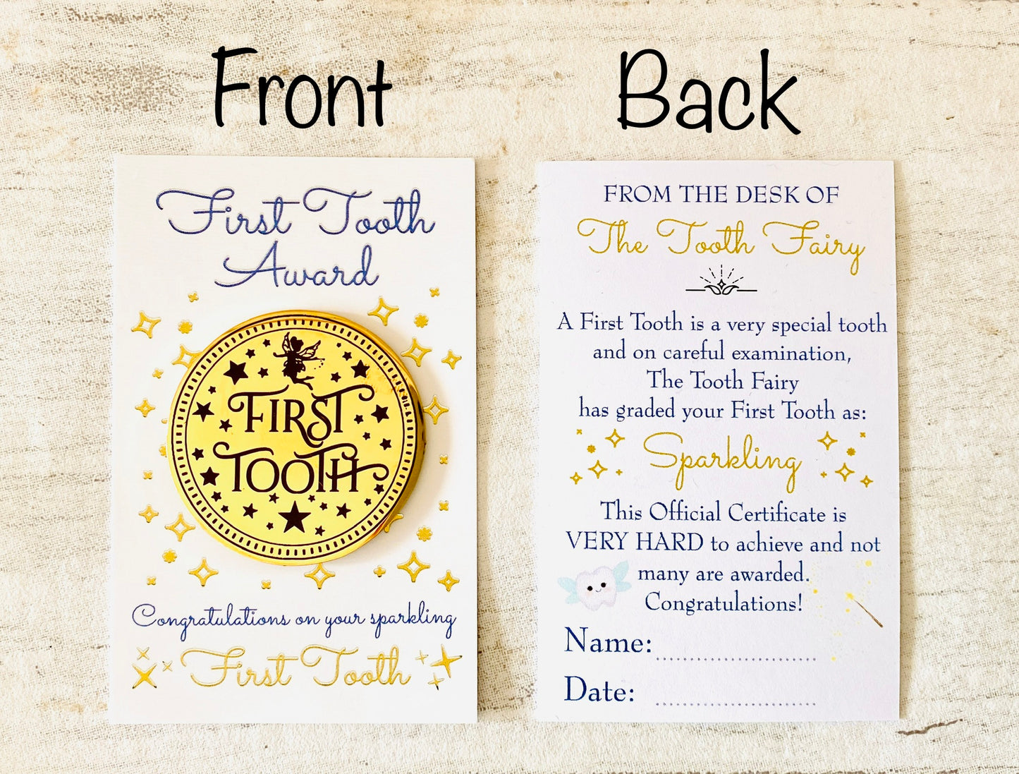 First Tooth Fairy Gold Coin- Gift from the Tooth Fairy! First Milk Tooth Fairy Kit! Fairy Treasure Gold Coin!