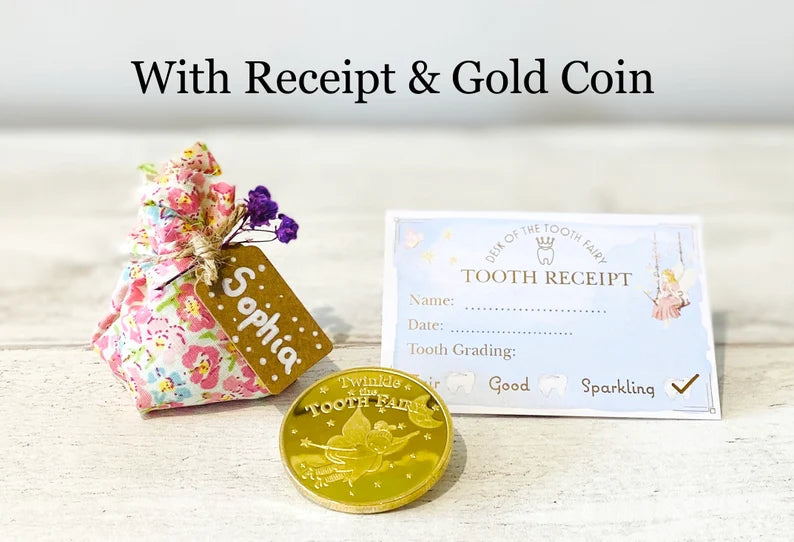 Tooth Fairy Letter & Tooth Fairy Gifts- Girl’s Tooth Fairy Kit (Fairy Dust), Tooth Fairy Note, Custom Tooth Fairy Set - Liberty of London