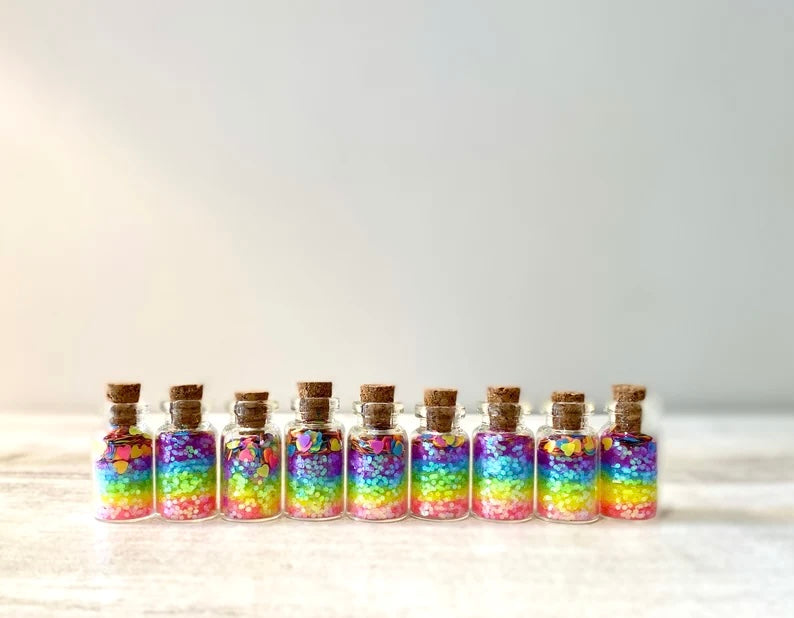 Fairy Dust Bottles - Rainbow Fairy Dust- perfect gift from the Tooth Fairy or Fairy Party Bag Fillers -mini glass Fairy Dust Glitter Bottles