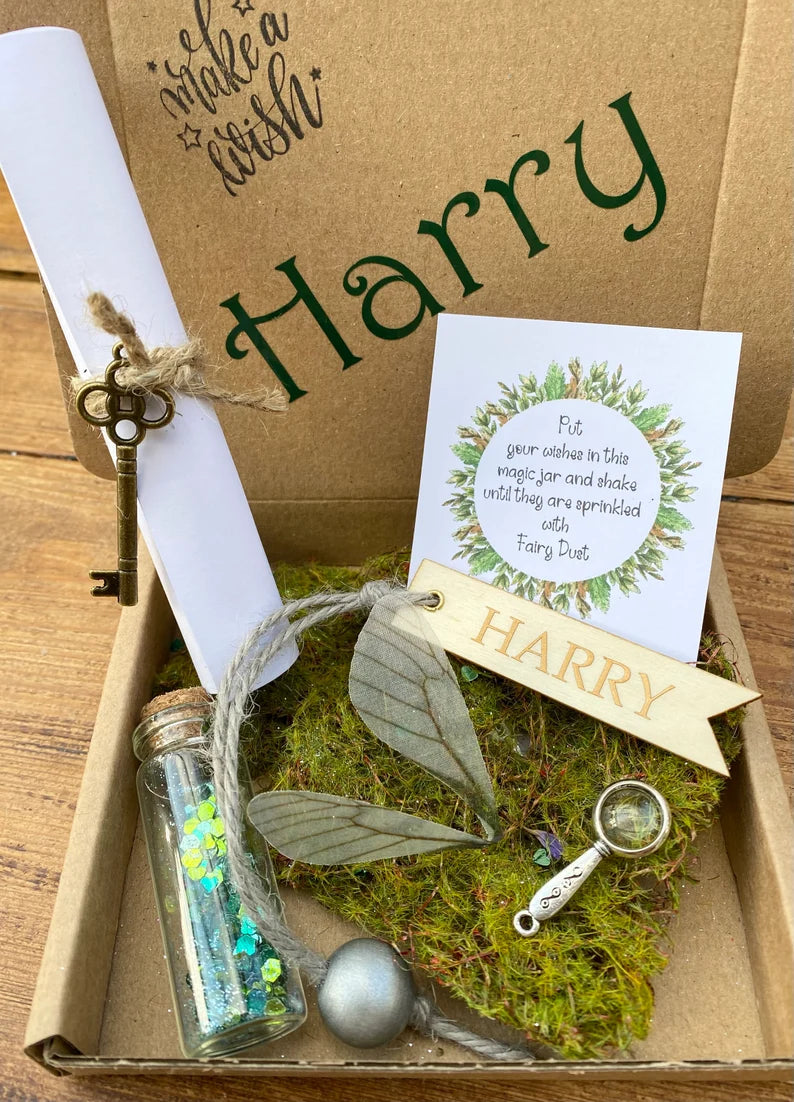 Woodland Fairy- BOY’S Tooth Fairy Letter Personalised gift box- Boy Tooth Fairy kit: Custom Letter, Fairy Dust, Fairy Wings, Magnifying Glas