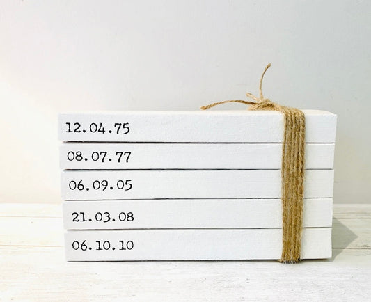 Special Dates Personalised Book Stack! White Book Stacks- home decor ornament, coffee table bookshelf decor, wedding decor