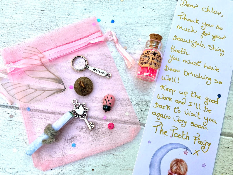 Tooth Fairy Kit With Tooth Fairy Gifts. PersonalIsed Tooth Fairy Letter. Tooth Fairy Set with Fairy Gold Coin, Fairy Dust (1st Tooth Fairy)