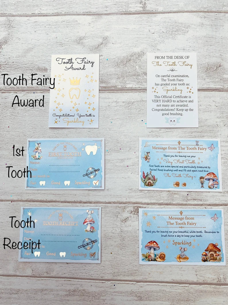 Woodland Fairy- BOY’S Tooth Fairy Letter Personalised gift box- Boy Tooth Fairy kit: Custom Letter, Fairy Dust, Fairy Wings, Magnifying Glas