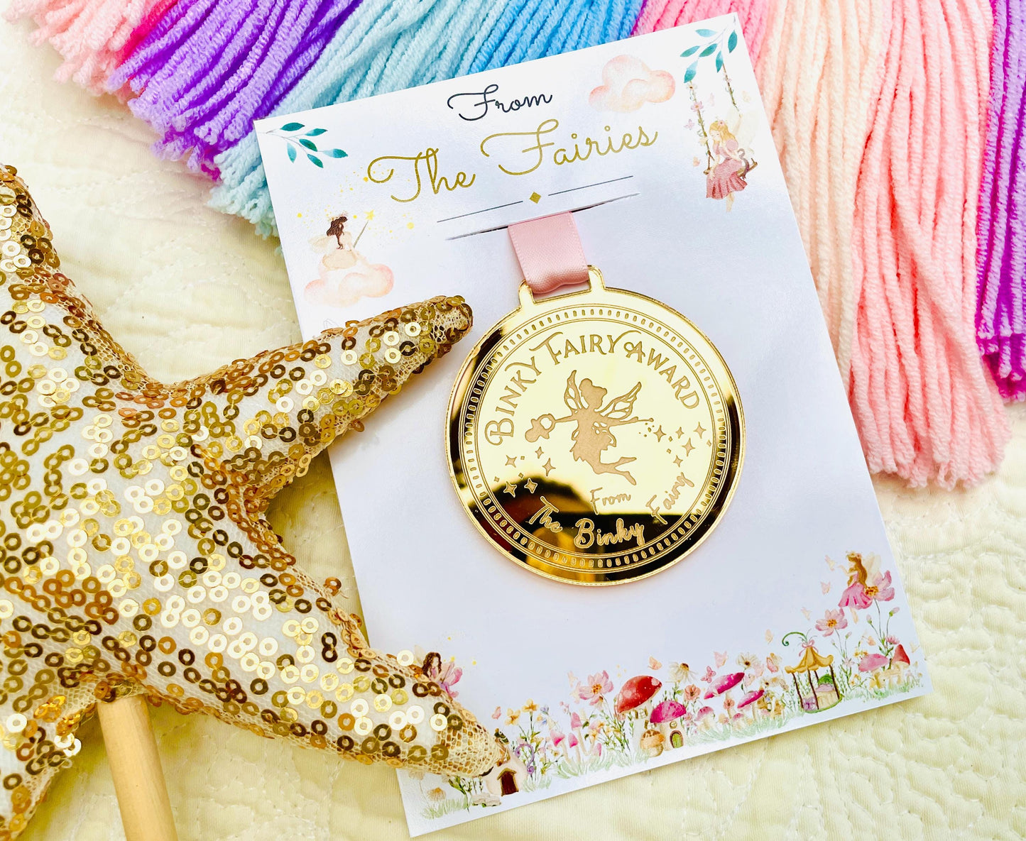 BINKY Fairy MEDAL and BINKY Fairy Letter! Binky Fairy Gift with Gold Coin and Fairy Dust (Binky Fairy Letter, Soother Fairy Letter). __etsy:7755829715