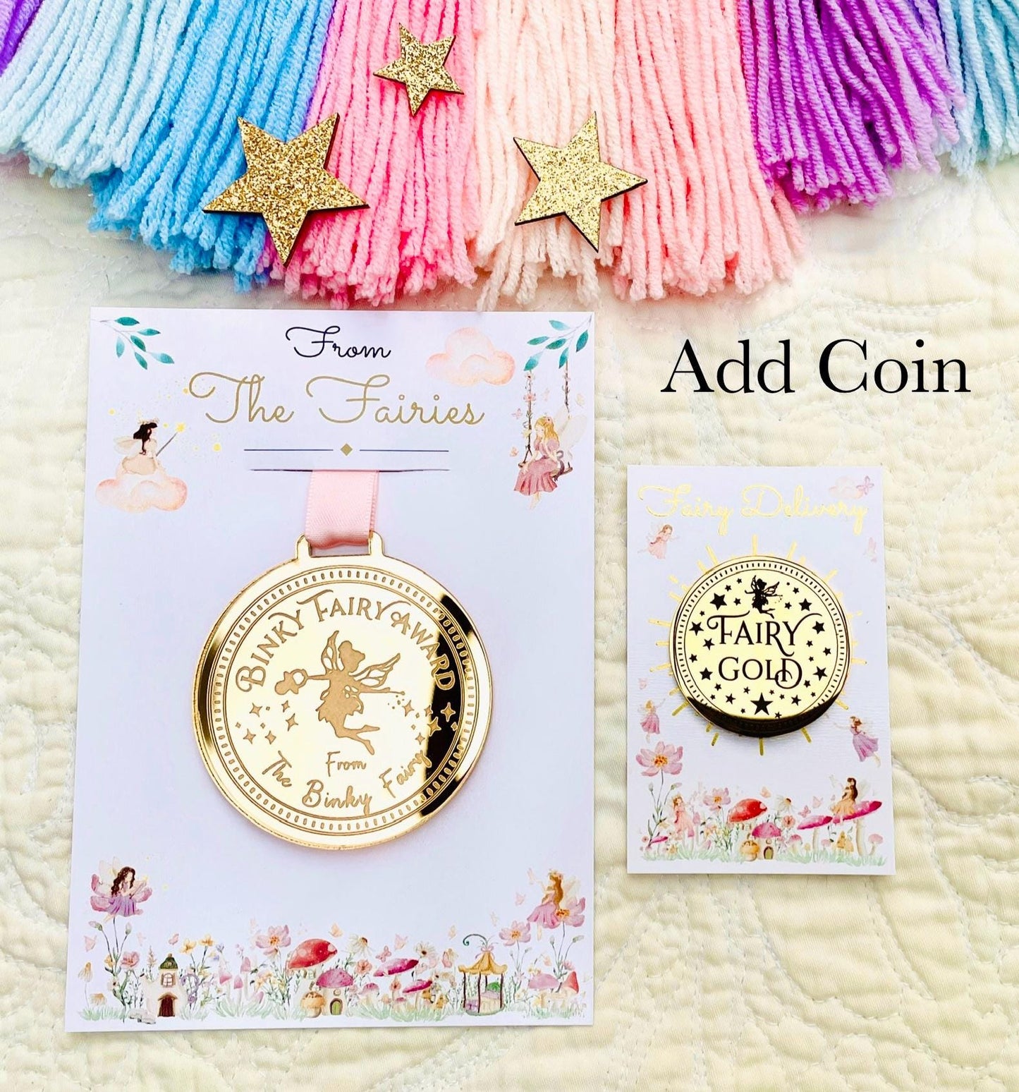 BINKY Fairy MEDAL and BINKY Fairy Letter! Binky Fairy Gift with Gold Coin and Fairy Dust (Binky Fairy Letter, Soother Fairy Letter). __etsy:7707756704