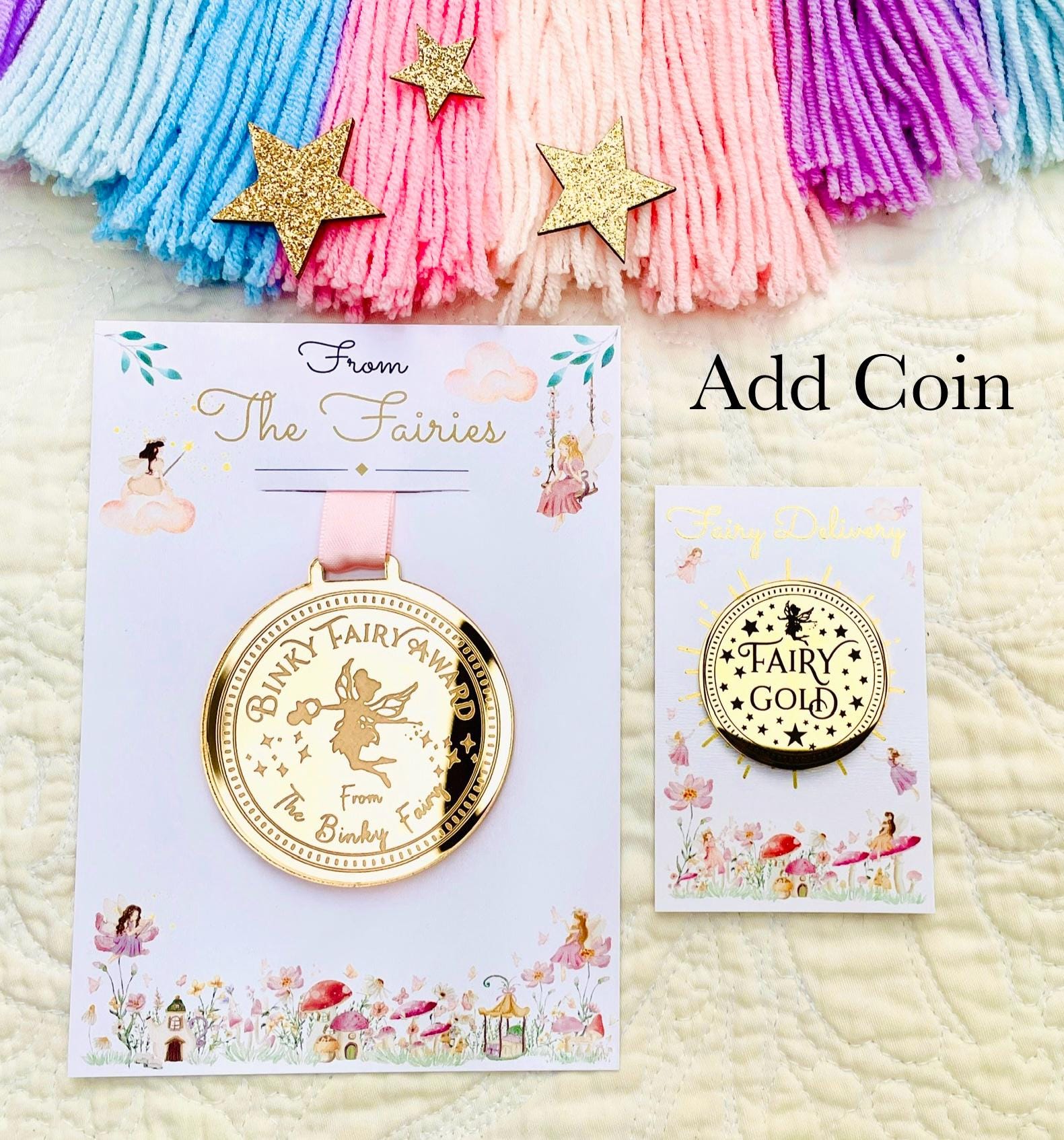 BINKY Fairy MEDAL and BINKY Fairy Letter! Binky Fairy Gift with Gold Coin and Fairy Dust (Binky Fairy Letter, Soother Fairy Letter). __etsy:7707756704