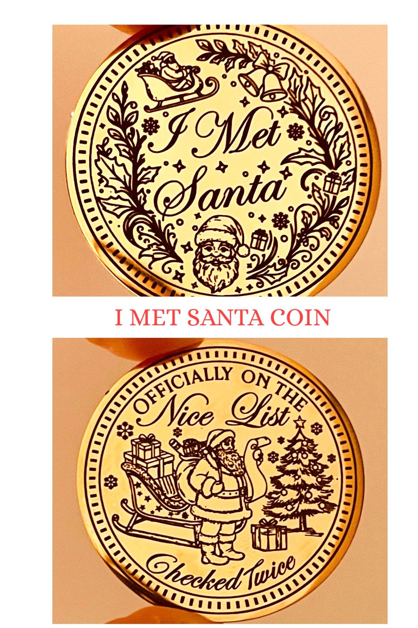 Professional Santa Grotto Coins BULK LOT ‘I Met Santa, Father Christmas Grotto Coins. North Pole Treasury™ Coins- 38mm