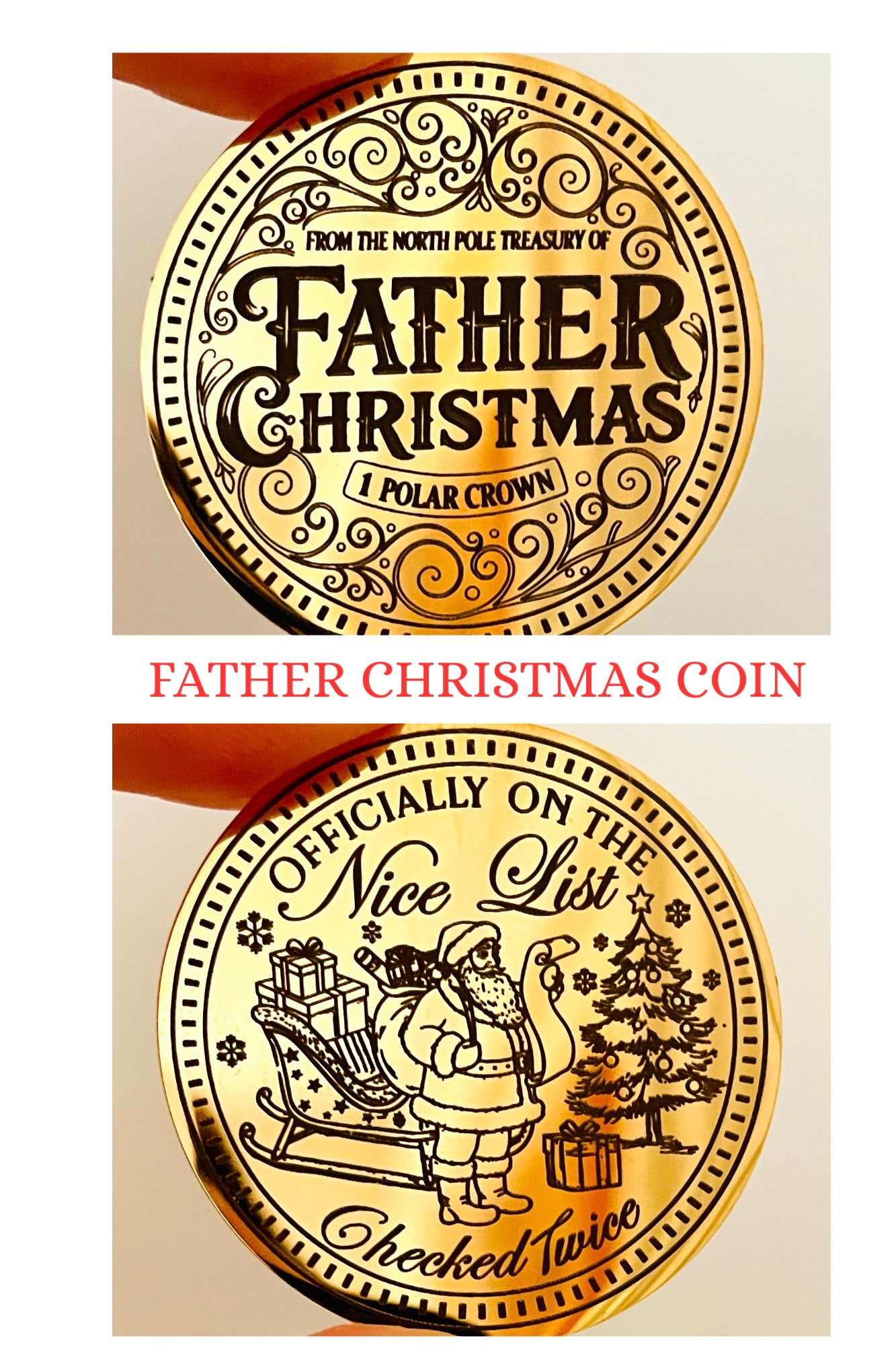 Professional Santa Grotto Coins BULK LOT ‘I Met Santa, Father Christmas Grotto Coins. North Pole Treasury™ Coins- 38mm