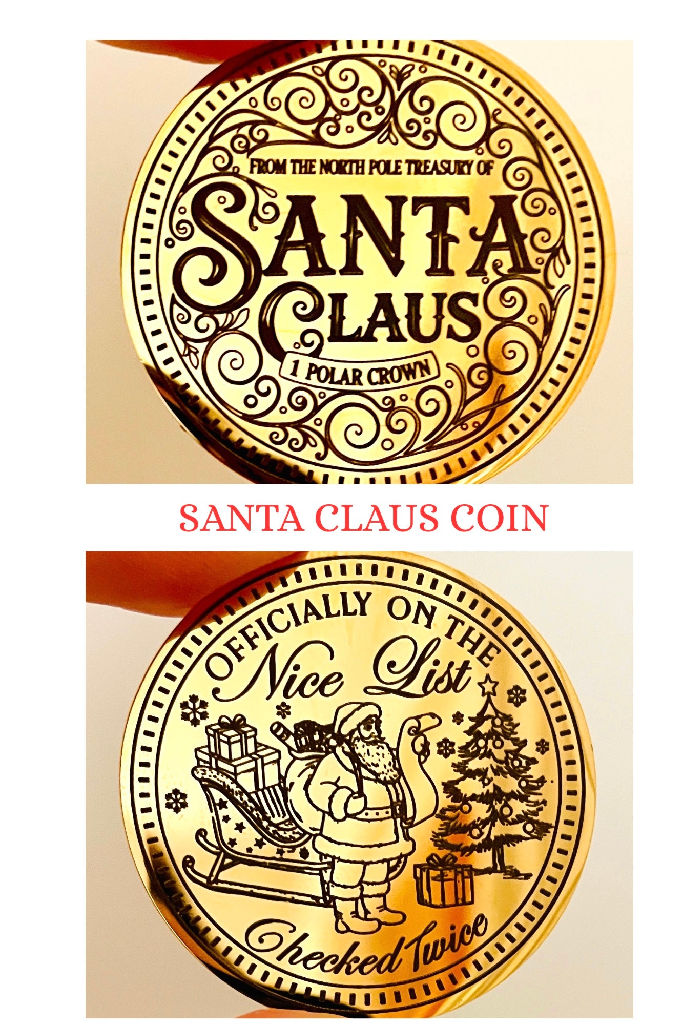 Professional Santa Grotto Coins BULK LOT ‘I Met Santa, Father Christmas Grotto Coins. North Pole Treasury™ Coins- 38mm