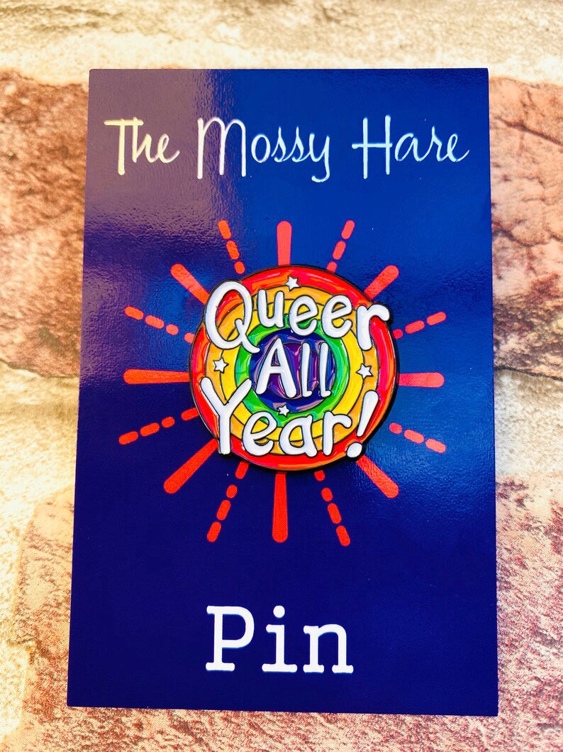 Gay Pride Enamel Pin- Cute Gay Cat, Pride Dinosaur Badges, Lapel, Cat lover gift- Rainbow enamel pin! Cute Pride Badge