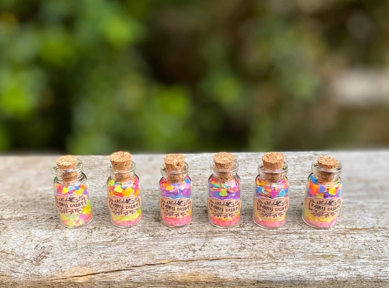 Fairy Dust Bottles - Rainbow Fairy Dust- perfect gift from the Tooth Fairy or Fairy Party Bag Fillers -mini glass Fairy Dust Glitter Bottles