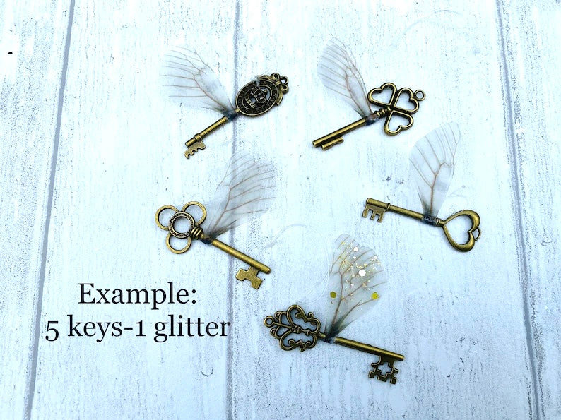 Magical Flying Keys! Christmas Tree Winged Keys, Magic Party decor, Room Decor, Fairy Wedding, Magic Christmas Decorations Gift