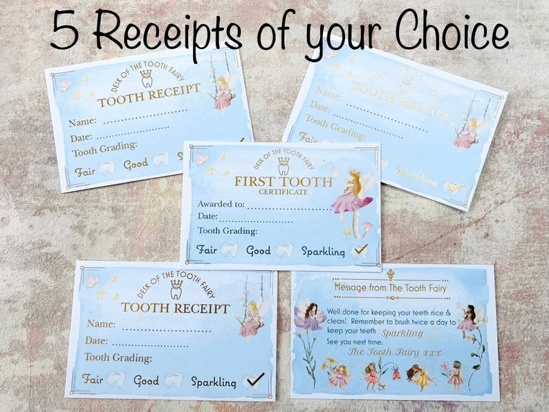 5 Tooth Fairy Receipts- Tooth Collection Receipts (Woodland Fairy Style)