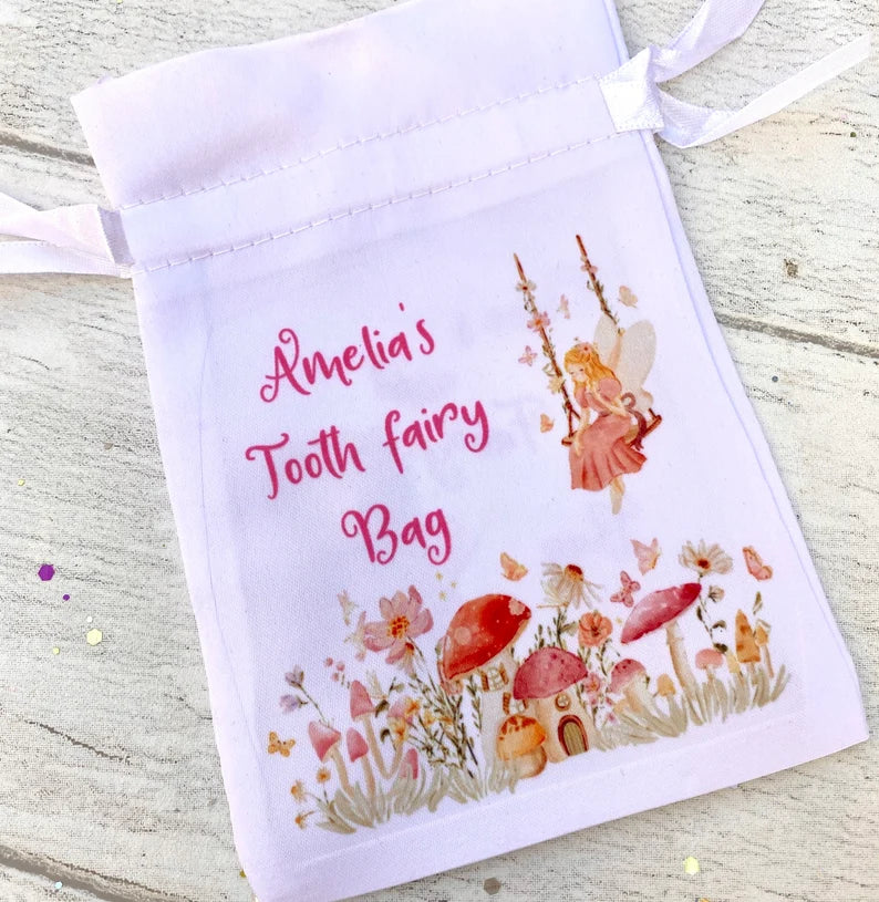 Tooth Fairy Bag PERSONALISED- Loose Tooth Fairy Bag for children to leave teeth in OR for Tooth Fairy gifts to be left in