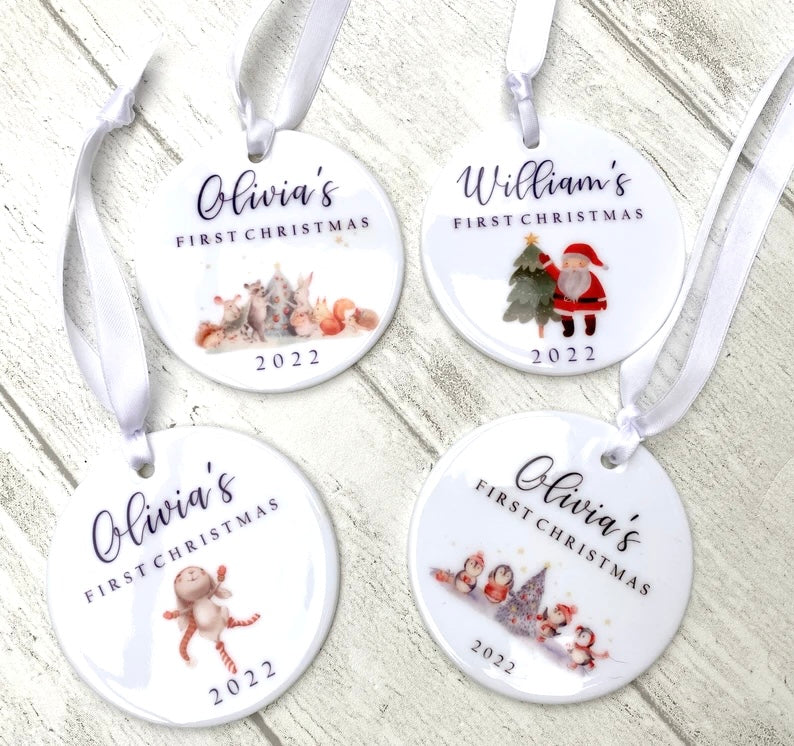 Personalised Christmas Bauble Decoration- Baby’s First Christmas! Our First Xmas as a Family- Custom Gift