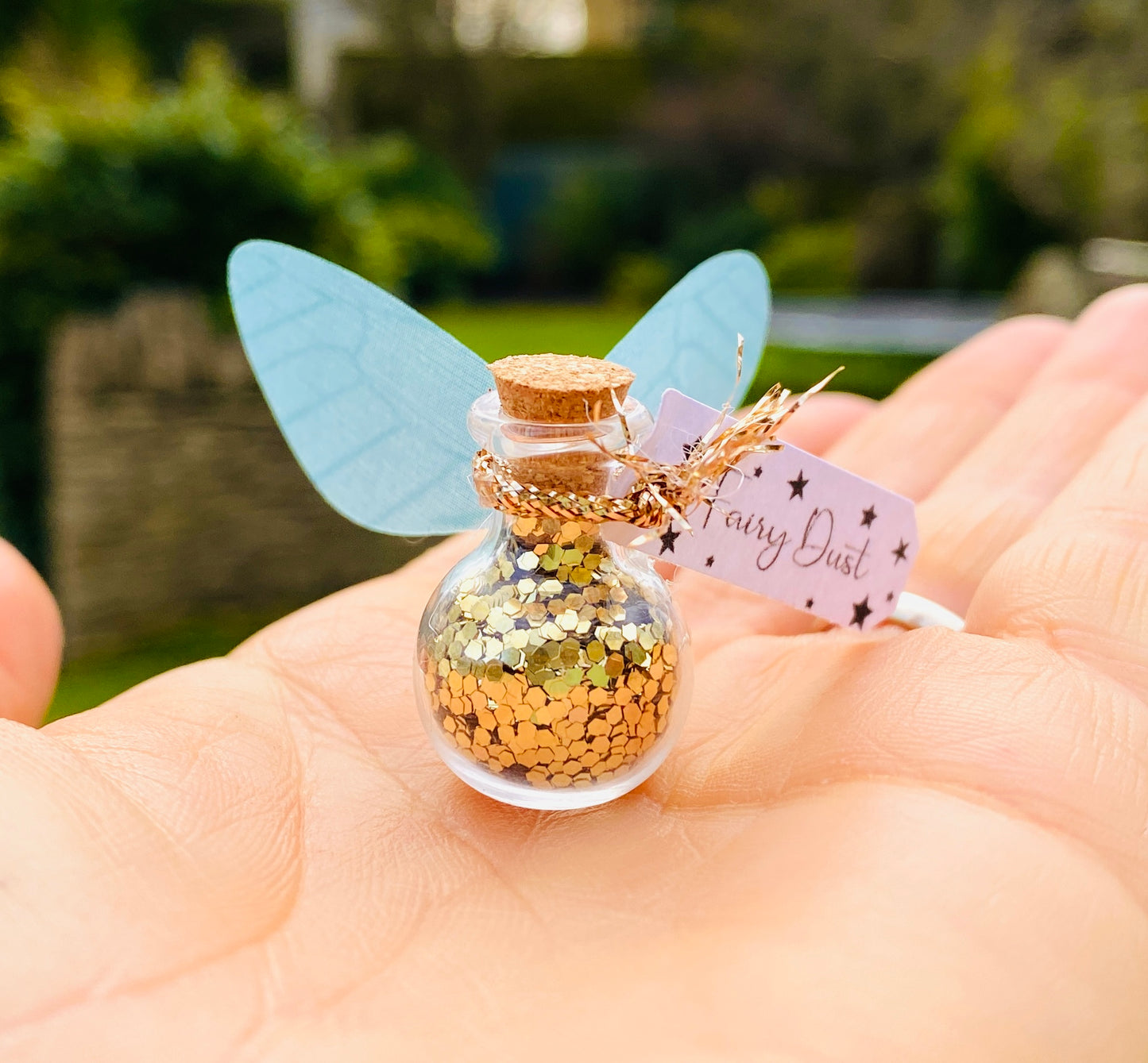 Fairy Dust Bottles with Fairy Wings perfect gift from the Tooth Fairy or Fairy Party Bag Fillers / Wedding Favours -mini Fairy Dust Bottles