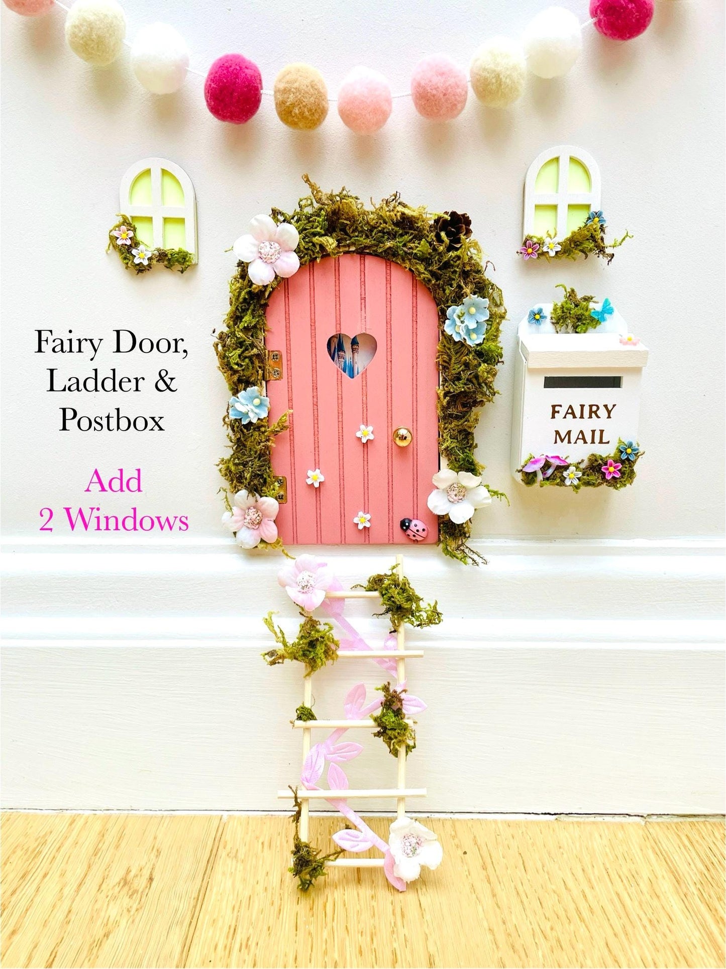 DDeluxe Opening FAIRY DOOR with Glowing Windows, Ladder & Fairy Postbox for Fairy Bedroom Decor. Fairy Door Key. Fairy Birthday Gift __etsy:7856587350