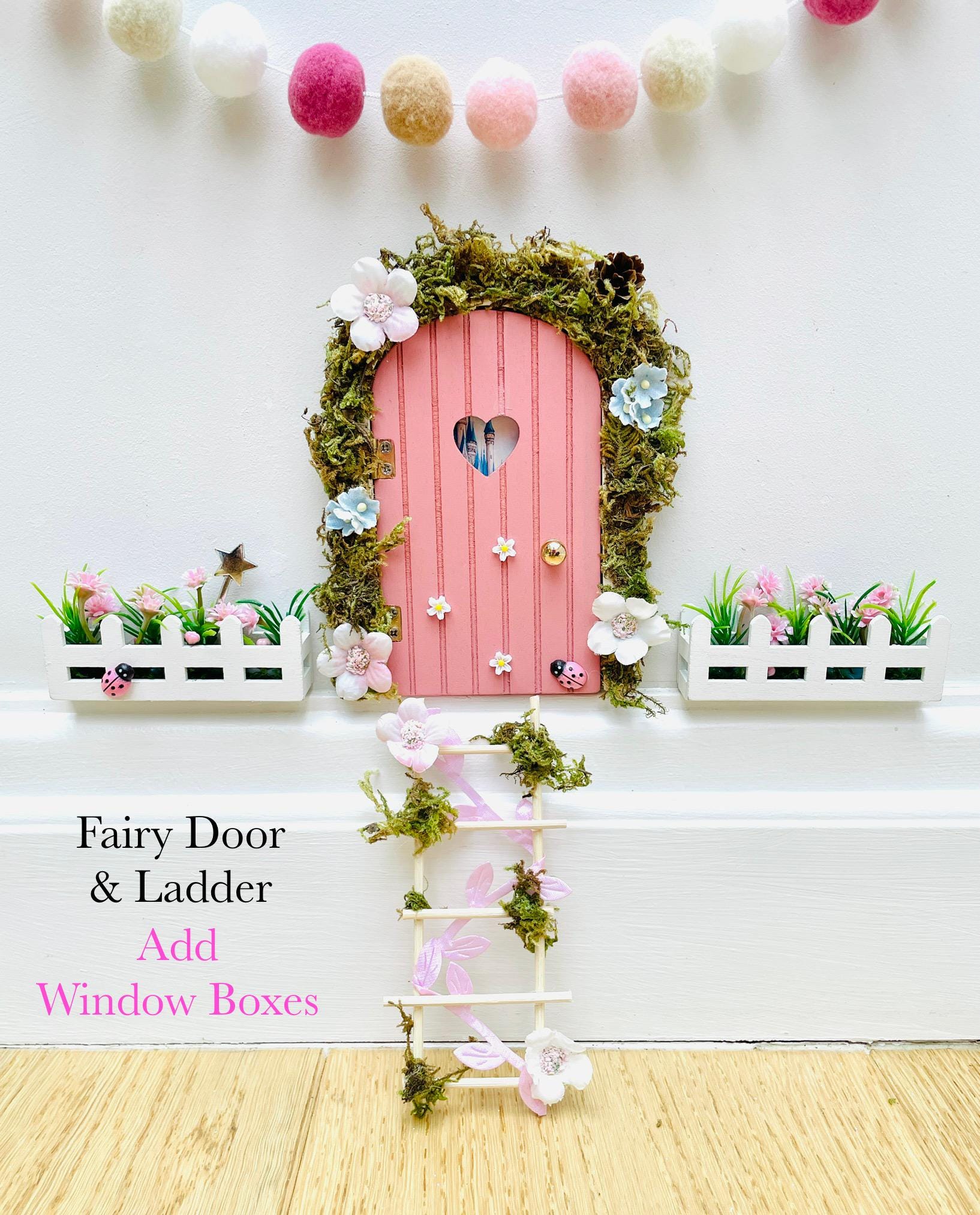 DDeluxe Opening FAIRY DOOR with Glowing Windows, Ladder & Fairy Postbox for Fairy Bedroom Decor. Fairy Door Key. Fairy Birthday Gift __etsy:7856523098