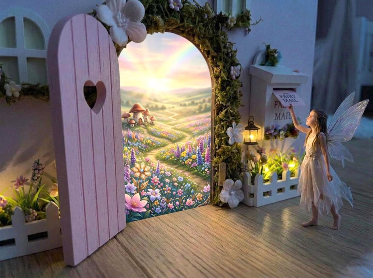 DDeluxe Opening FAIRY DOOR with Glowing Windows, Ladder & Fairy Postbox for Fairy Bedroom Decor. Fairy Door Key. Fairy Birthday Gift __etsy:8003654993