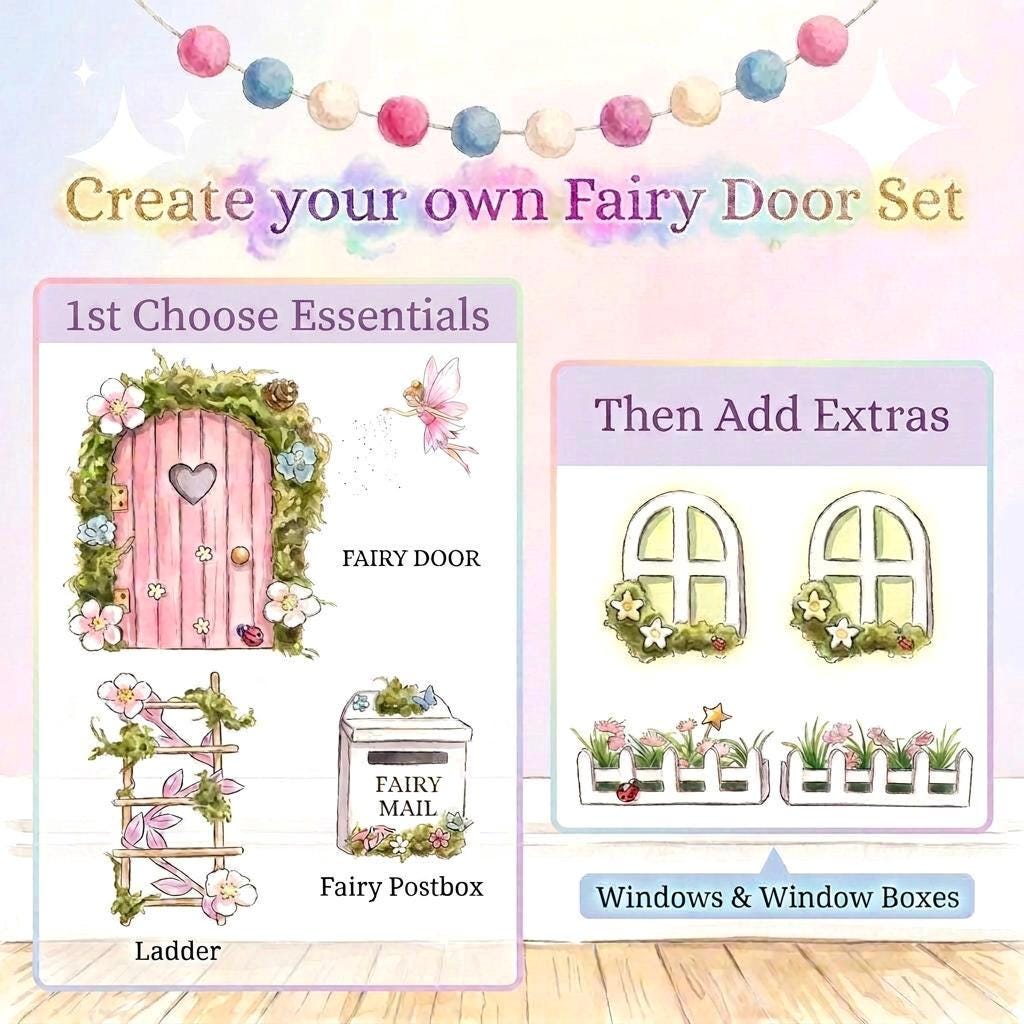 DDeluxe Opening FAIRY DOOR with Glowing Windows, Ladder & Fairy Postbox for Fairy Bedroom Decor. Fairy Door Key. Fairy Birthday Gift __etsy:8027818846