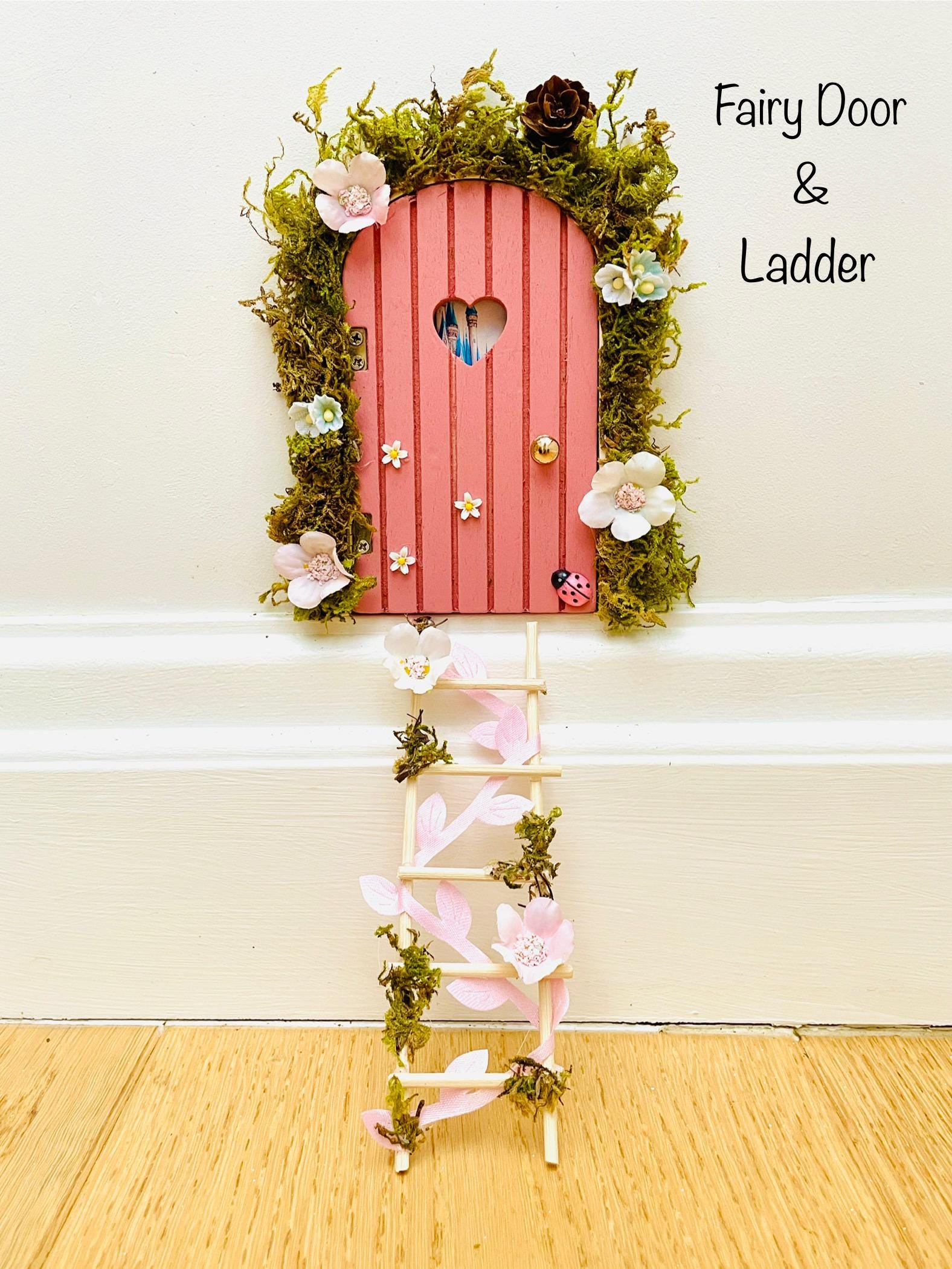 DDeluxe Opening FAIRY DOOR with Glowing Windows, Ladder & Fairy Postbox for Fairy Bedroom Decor. Fairy Door Key. Fairy Birthday Gift __etsy:7555492919