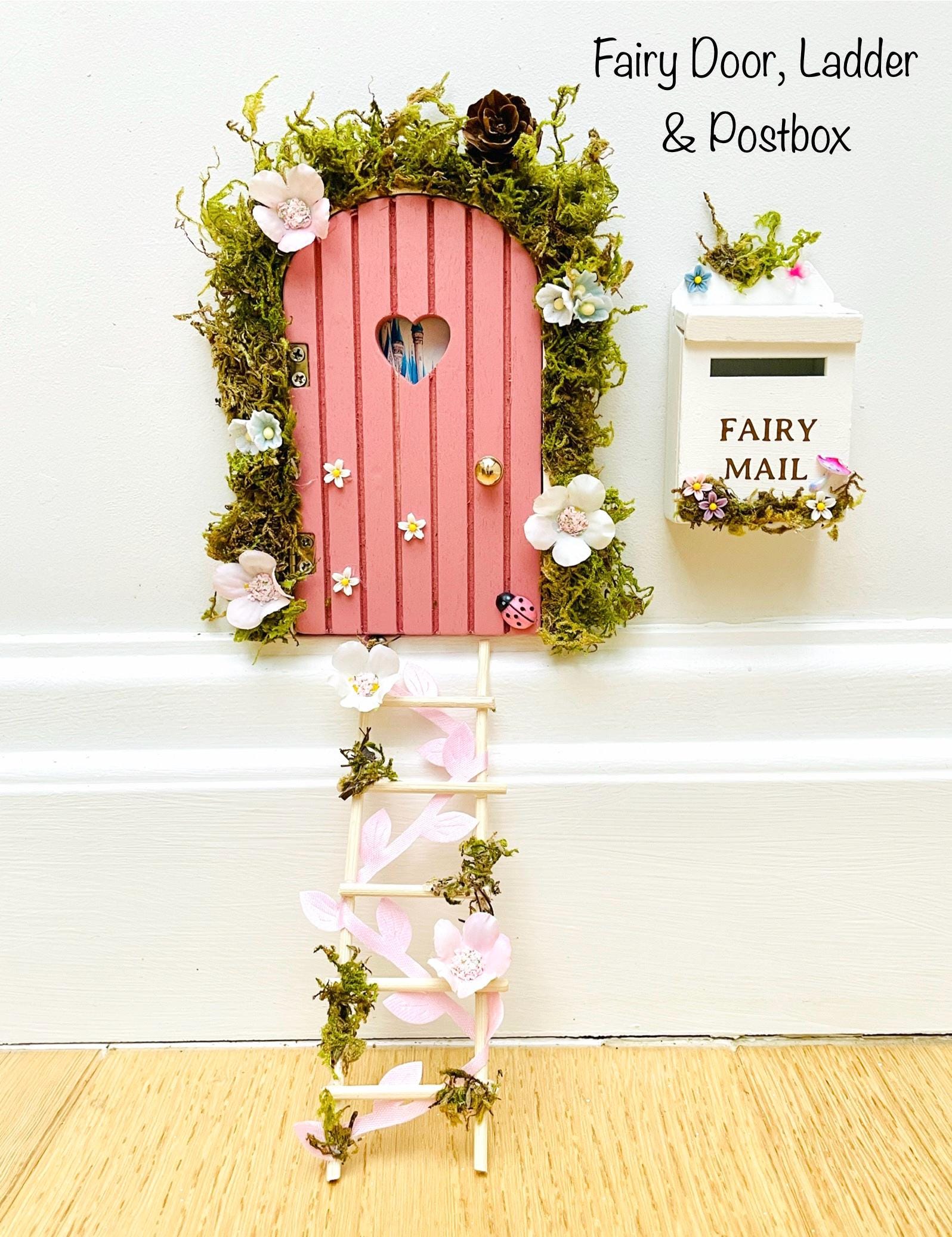 DDeluxe Opening FAIRY DOOR with Glowing Windows, Ladder & Fairy Postbox for Fairy Bedroom Decor. Fairy Door Key. Fairy Birthday Gift __etsy:7552696083