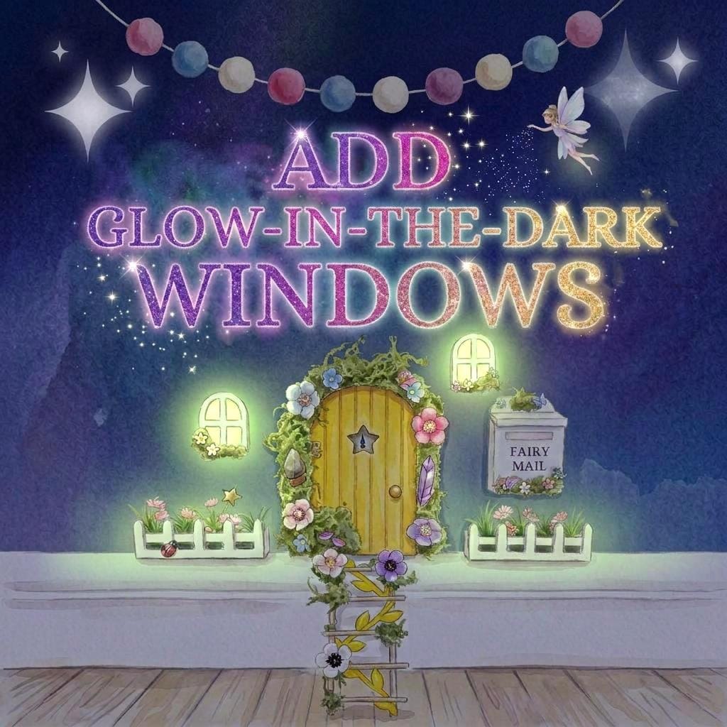 Deluxe Opening FAIRY DOOR with Glowing Windows | Fairy Postbox & Ladder | Fairy Door Key |Woodland Fairy Bedroom Decor | Fairy Birthday Gift __etsy:8075677069