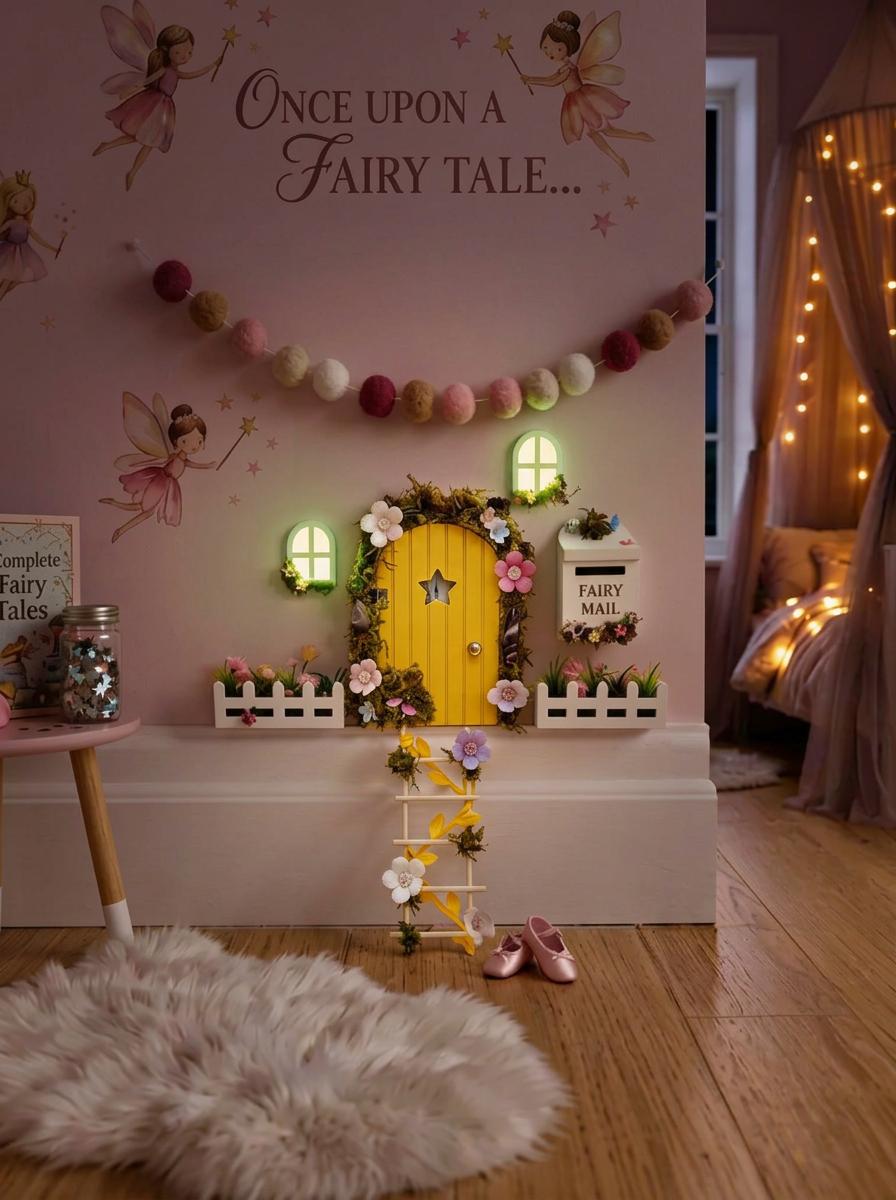 Deluxe Opening FAIRY DOOR with Glowing Windows | Fairy Postbox & Ladder | Fairy Door Key |Woodland Fairy Bedroom Decor | Fairy Birthday Gift __etsy:8075773191