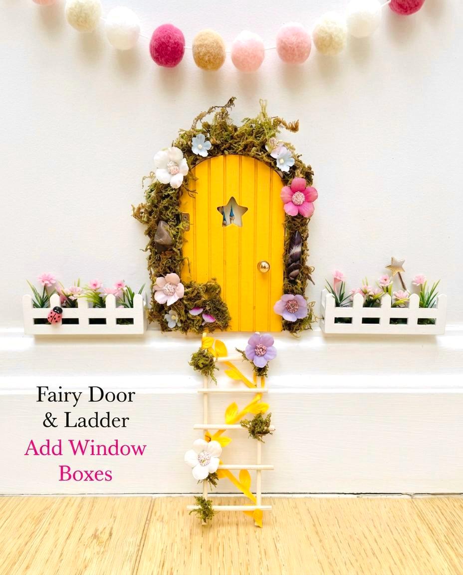 Deluxe Opening FAIRY DOOR with Glowing Windows | Fairy Postbox & Ladder | Fairy Door Key |Woodland Fairy Bedroom Decor | Fairy Birthday Gift __etsy:8075452759