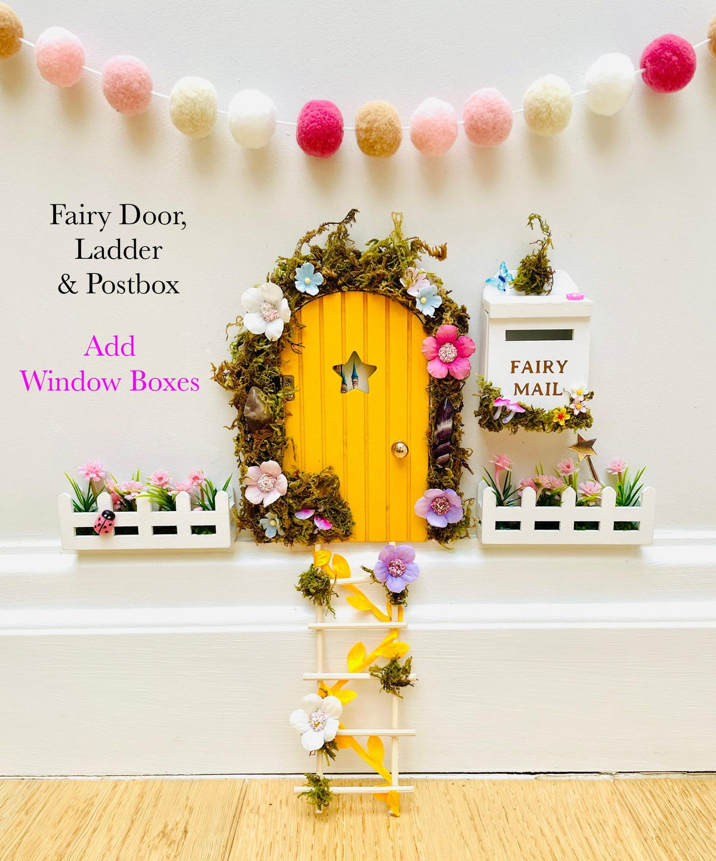 Deluxe Opening FAIRY DOOR with Glowing Windows | Fairy Postbox & Ladder | Fairy Door Key |Woodland Fairy Bedroom Decor | Fairy Birthday Gift __etsy:8027560814