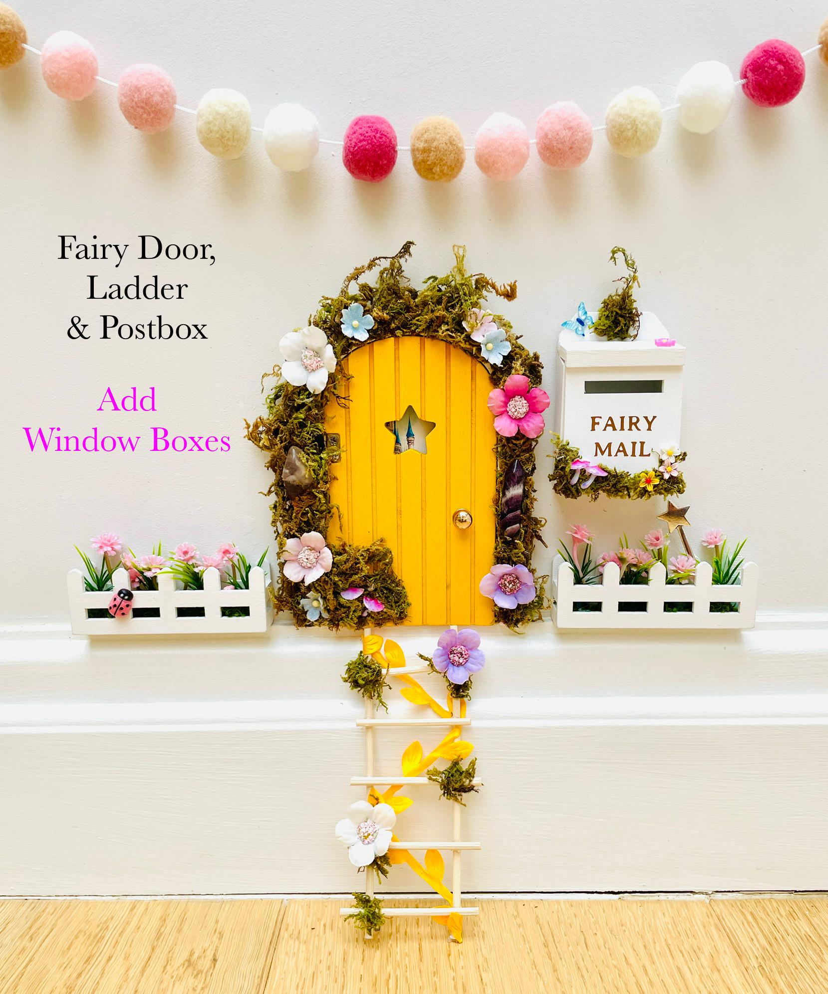 Deluxe Opening FAIRY DOOR with Glowing Windows | Fairy Postbox & Ladder | Fairy Door Key |Woodland Fairy Bedroom Decor | Fairy Birthday Gift __etsy:8027560814