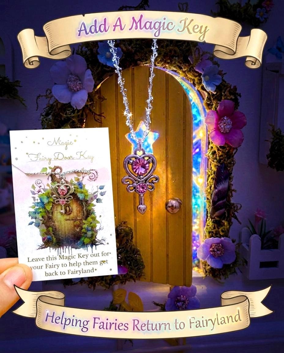 Deluxe Opening FAIRY DOOR with Glowing Windows | Fairy Postbox & Ladder | Fairy Door Key |Woodland Fairy Bedroom Decor | Fairy Birthday Gift __etsy:8030798036
