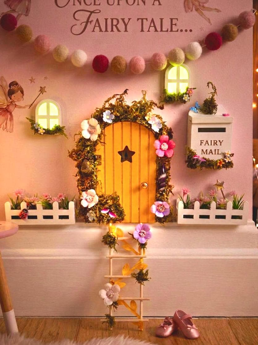 Deluxe Opening FAIRY DOOR with Glowing Windows | Fairy Postbox & Ladder | Fairy Door Key |Woodland Fairy Bedroom Decor | Fairy Birthday Gift __etsy:8029969042