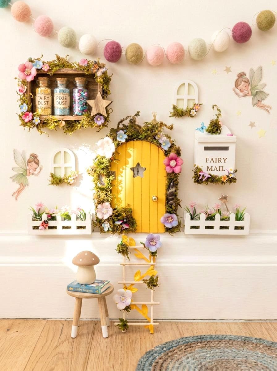 Deluxe Opening FAIRY DOOR with Glowing Windows | Fairy Postbox & Ladder | Fairy Door Key |Woodland Fairy Bedroom Decor | Fairy Birthday Gift __etsy:8027742814