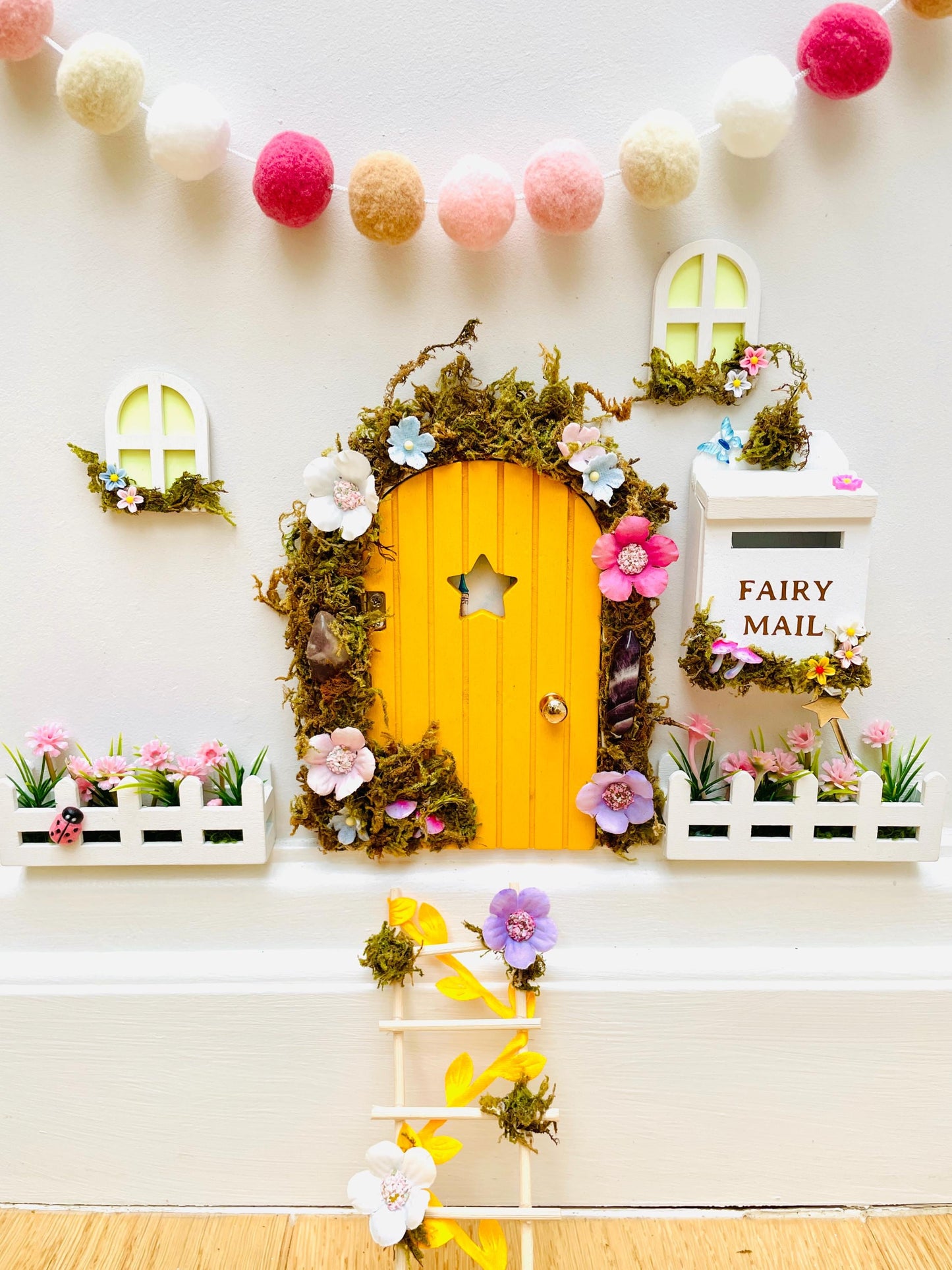 Deluxe Opening FAIRY DOOR with Glowing Windows | Fairy Postbox & Ladder | Fairy Door Key |Woodland Fairy Bedroom Decor | Fairy Birthday Gift __etsy:8028706966