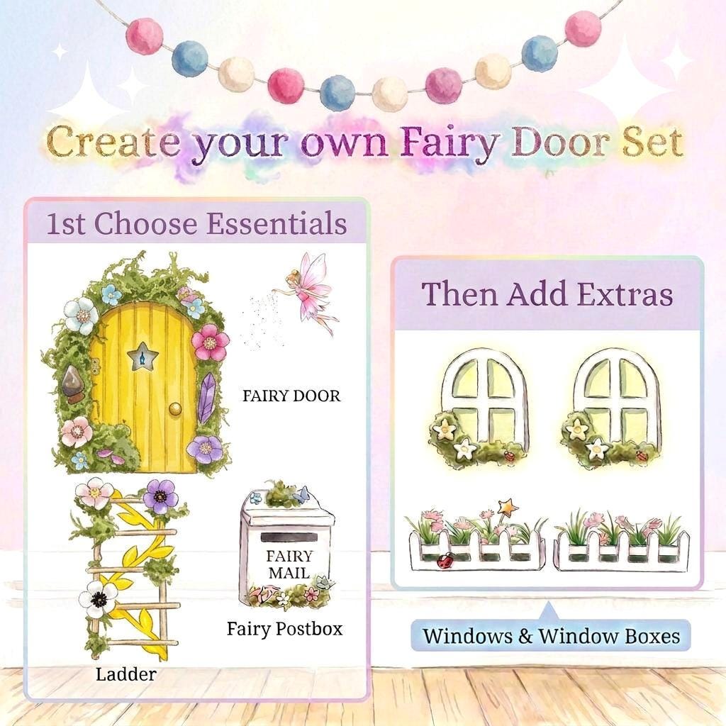 Deluxe Opening FAIRY DOOR with Glowing Windows | Fairy Postbox & Ladder | Fairy Door Key |Woodland Fairy Bedroom Decor | Fairy Birthday Gift __etsy:8075727421